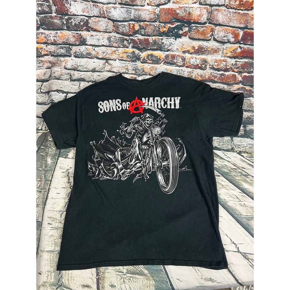 Sons of Anarchy Grim Reaper Motorcycle T Shirt Black Large Licensed Road Gear